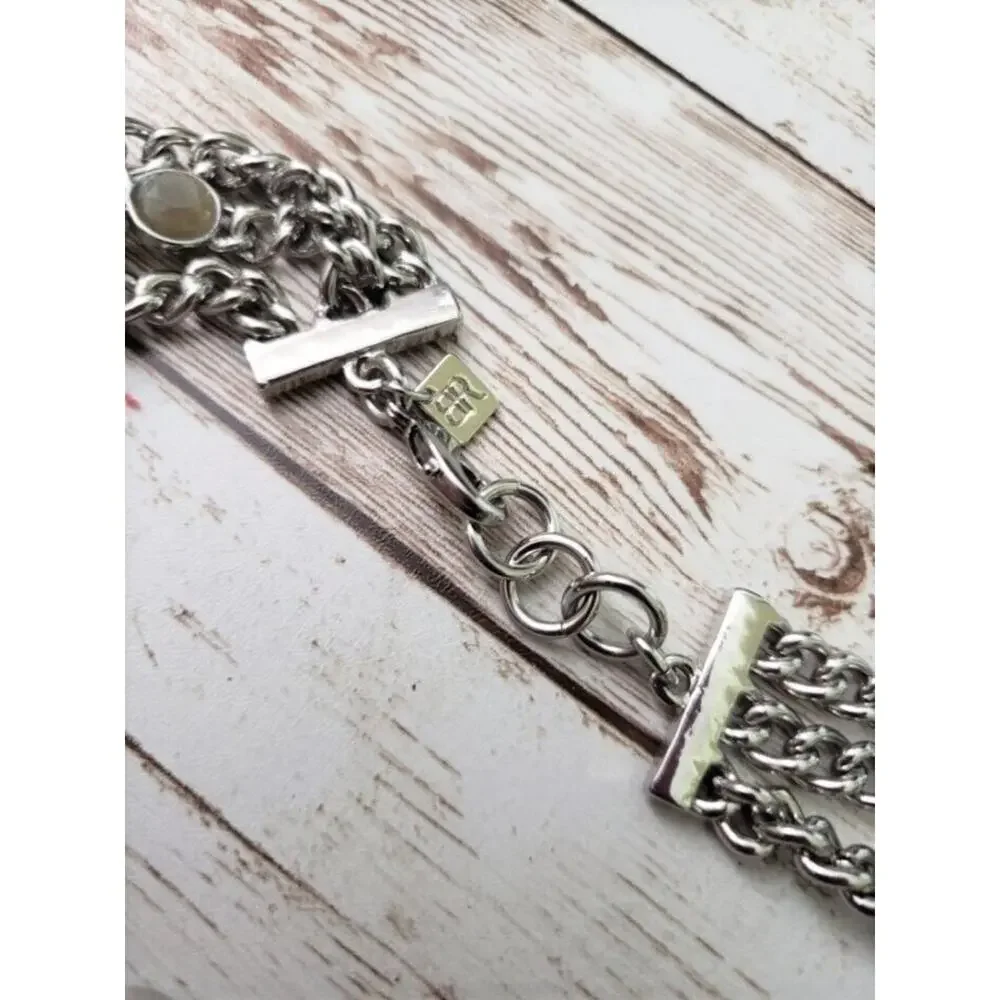 Banana Republic Necklace Silver Tone & Dusky Green Layered Necklace